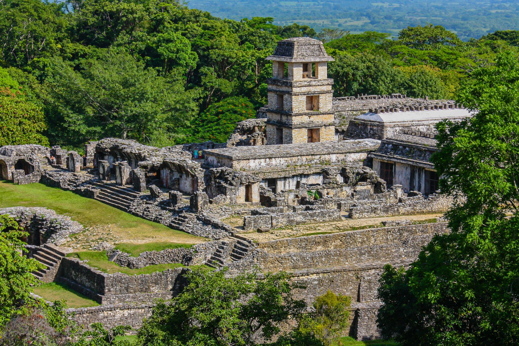 Explorez les anciennes ruines en pierre de Palenque nichées dans les jungles luxuriantes et vibrantes du Mexique, une attraction touristique historique