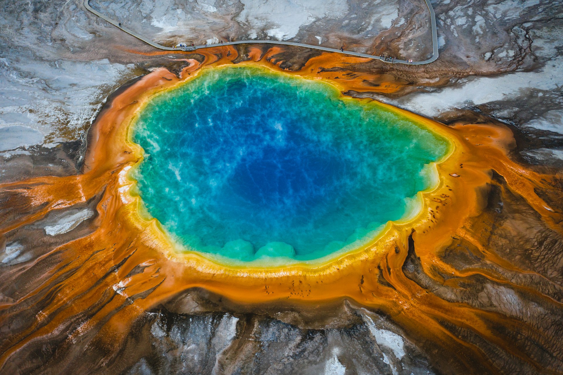 Vue aérienne du Grand Prismatic Spring, Parc national de Yellowstone